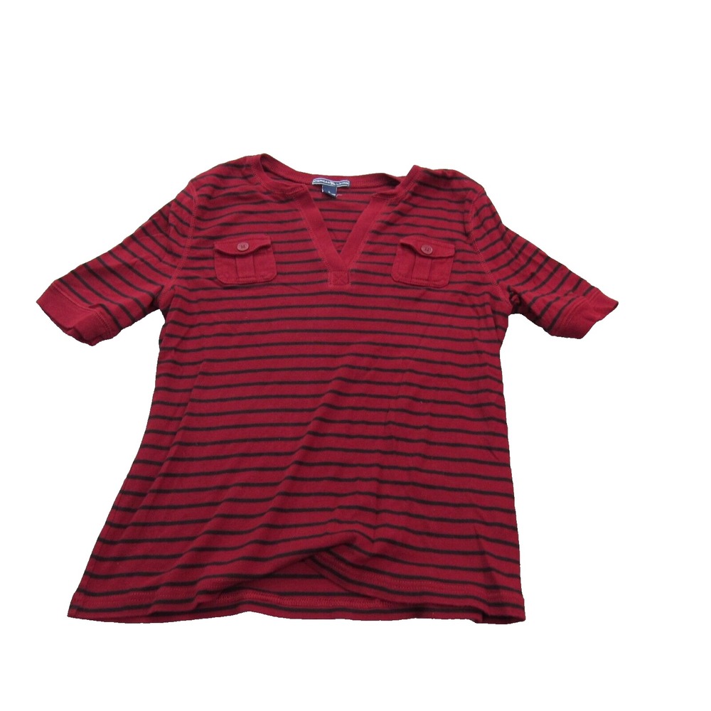 American Living Women's Size LG V-Neck  Blouse‎ Red